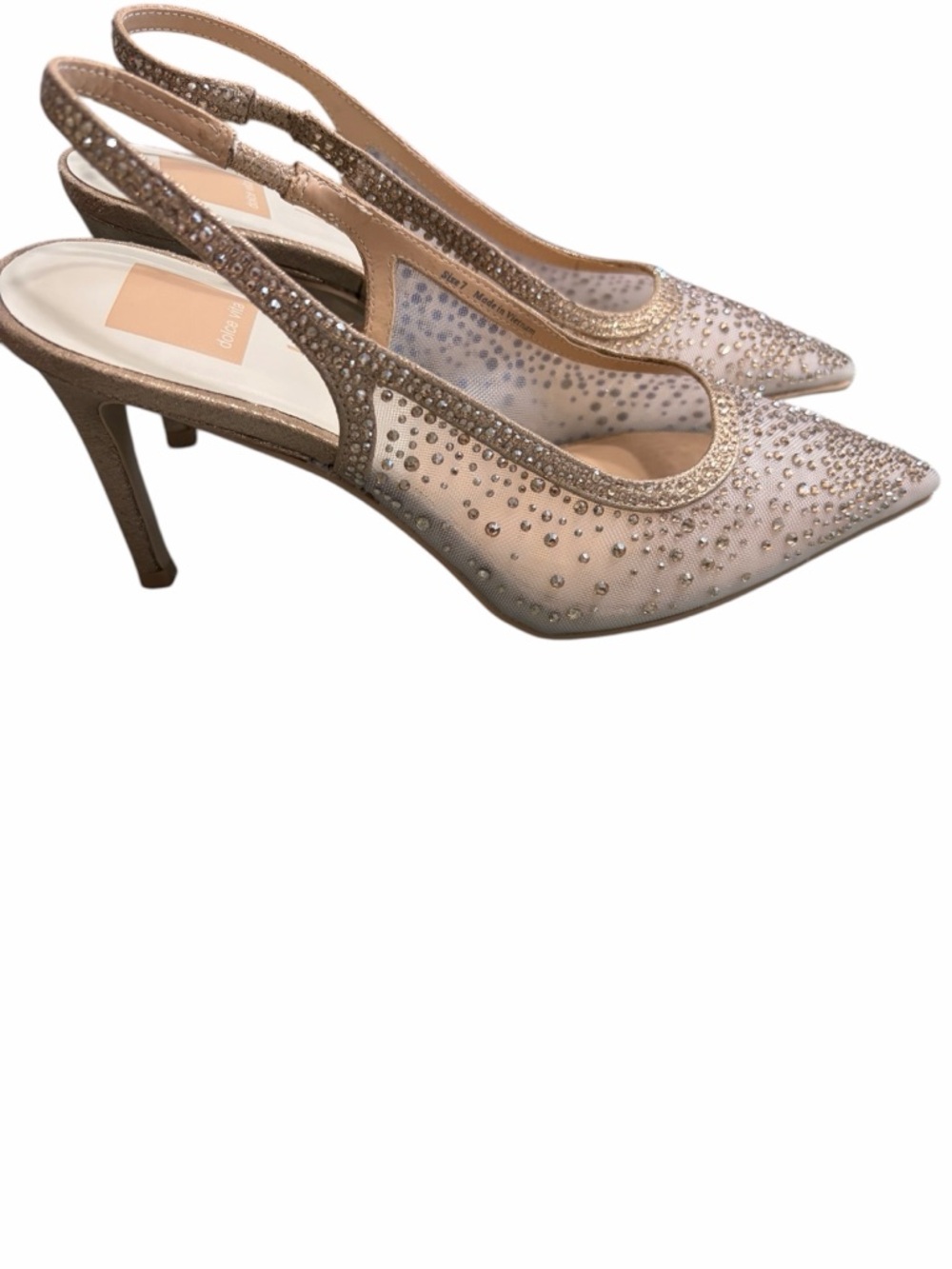 Dolce Vita Champagne Beaded Pointed Slingback Flats - Picture 5 of 8